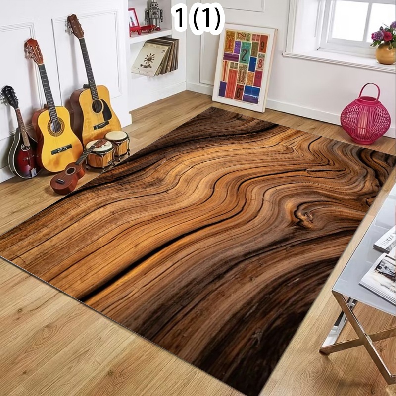 Commercial Kitchen Non Slip Flooring - Natural Wood Grain Area Rug Brown