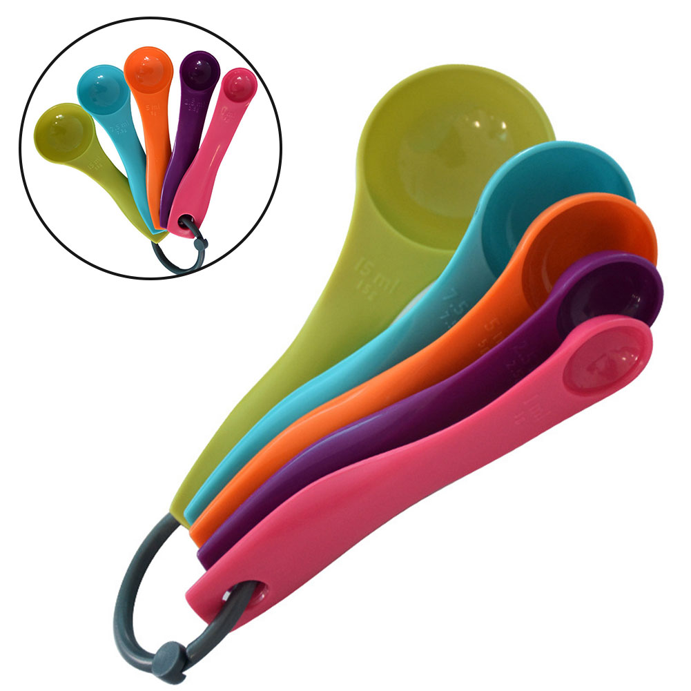 Commercial Kitchen Products - 5-Piece Colorful Salt Oil Spoon Lovely