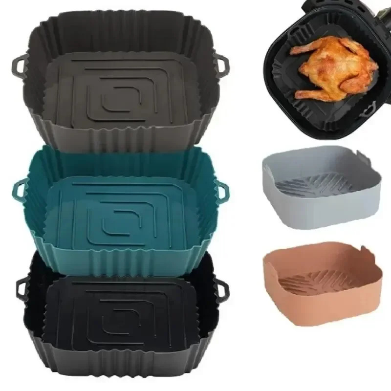Commercial Kitchen Cooking - 1PC Silicone Air Fryer Basket, Round