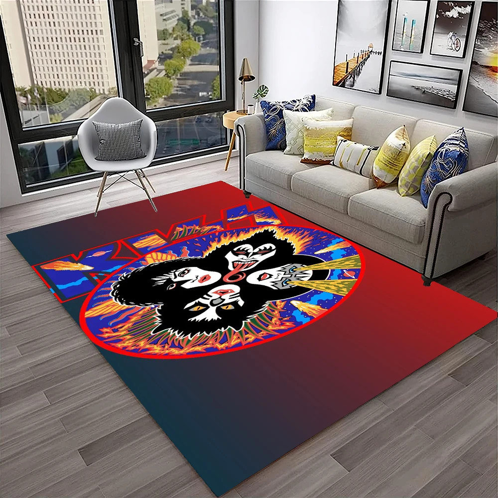 Commercial Kitchen Non Slip Flooring - Retro KISS Rock Band Carpet Rug