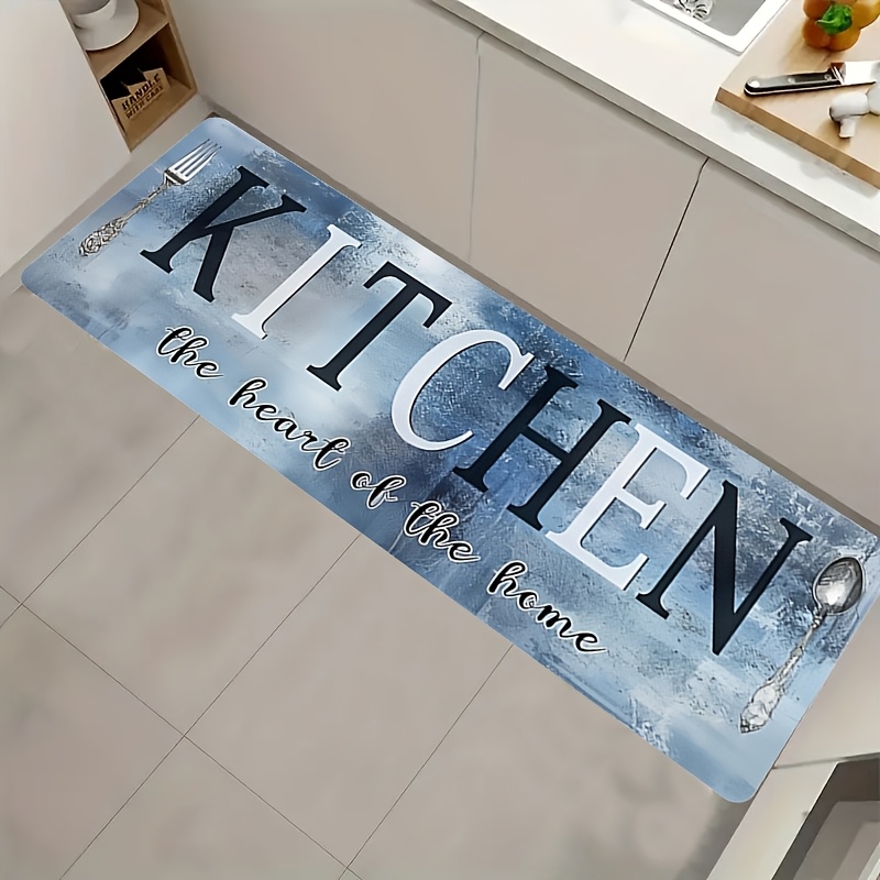Commercial Kitchen Non Slip Flooring - Blue Textured Kitchen Runner Rug KITCHEN