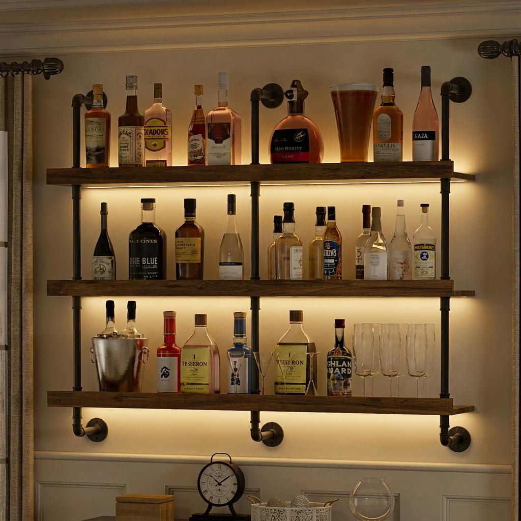 Commercial Kitchen Shelving - Wall Mounted Wine Rack With LED