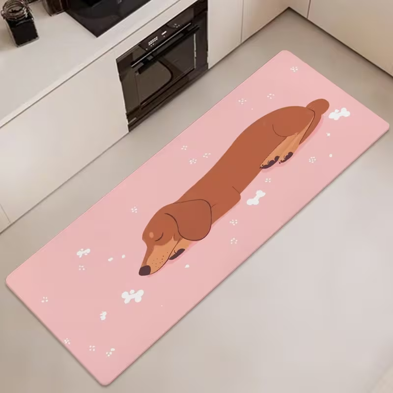 Commercial Kitchen Non Slip Flooring - Cute Sleeping Dachshund Long Kitchen Rug