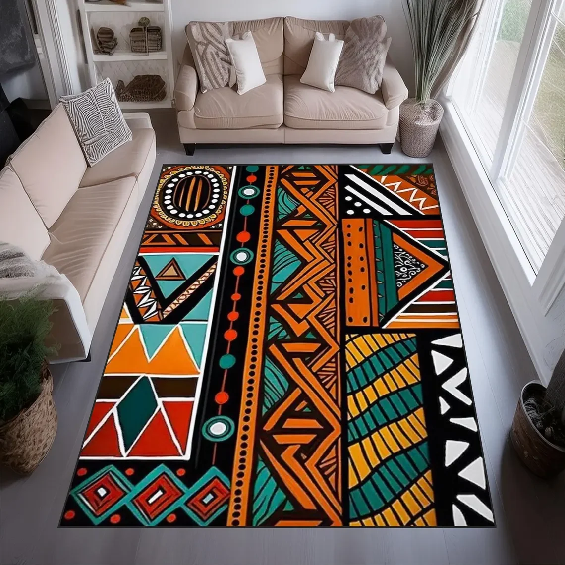Commercial Kitchen Non Slip Flooring - African Savannah Area Rug Ethnic Safari