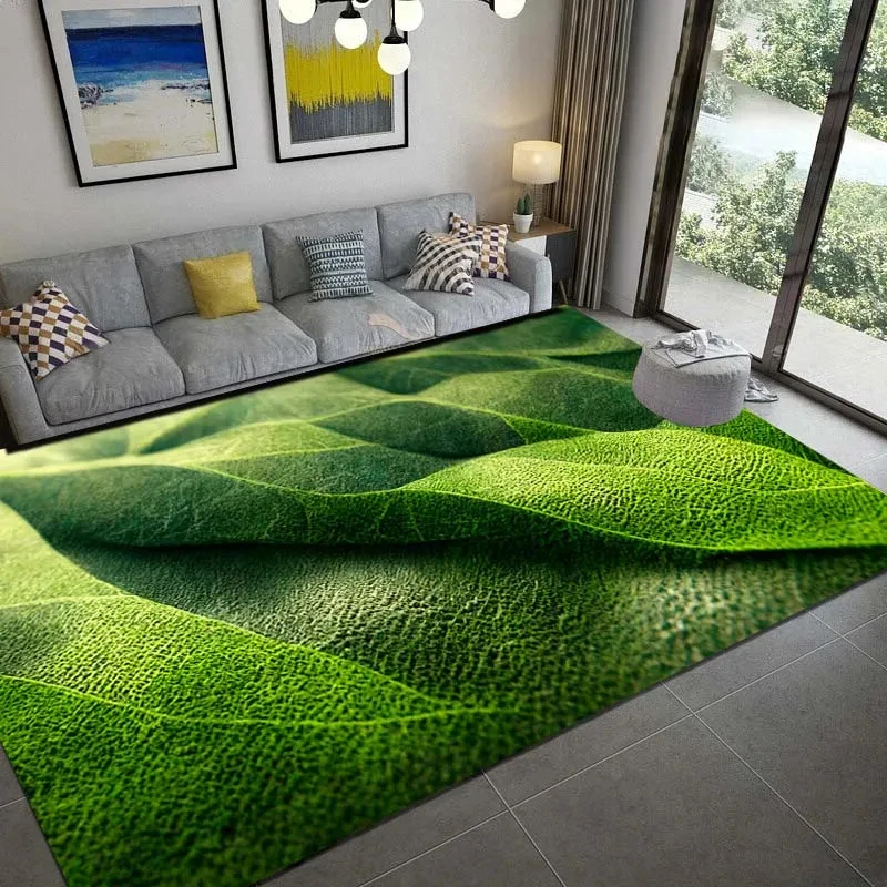 Commercial Kitchen Non Slip Flooring - Summer Green Palm Leaves Carpets Grass