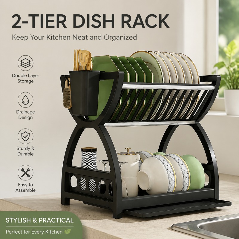 2 Tier Dish Drying Rack Kitche - огляд і ціна Commercial Kitchen Shelving