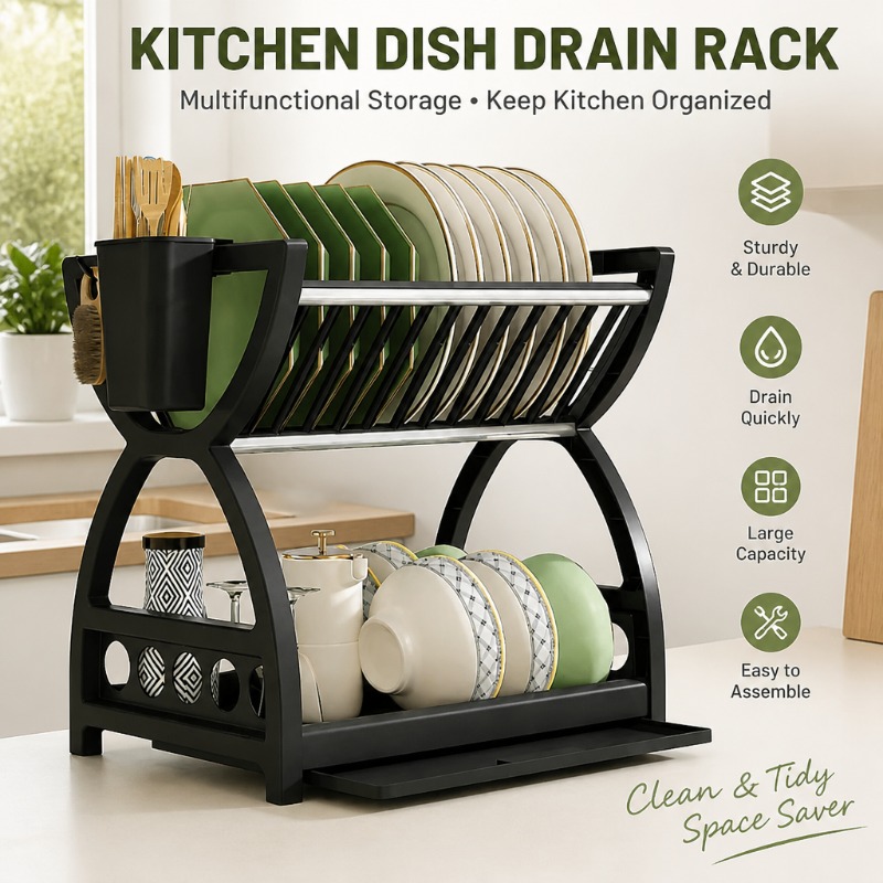 2 Tier Dish Drying Rack Kitche - огляд і ціна Commercial Kitchen Shelving