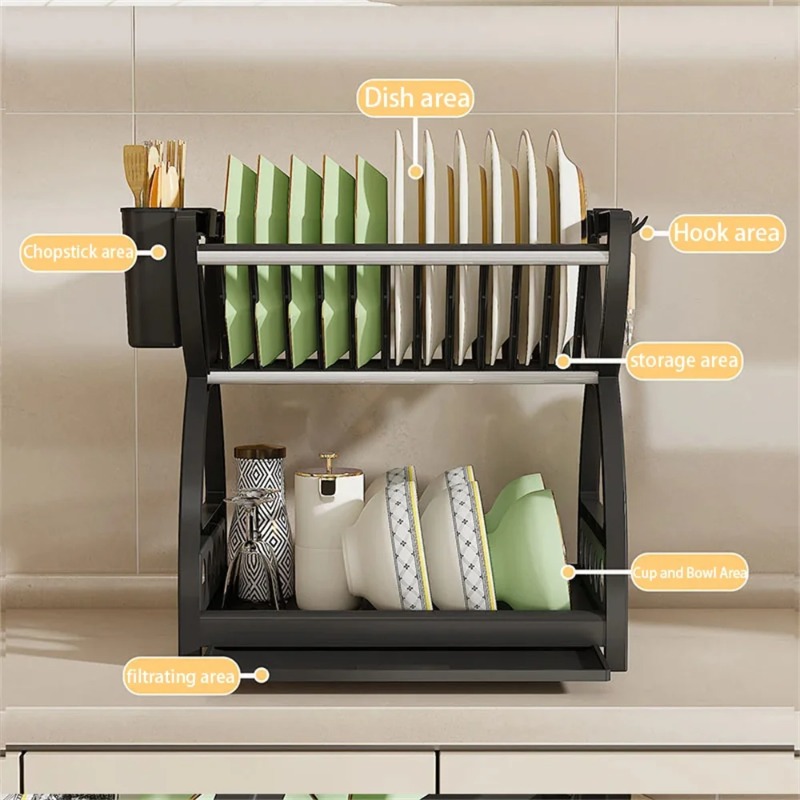 2 Tier Dish Drying Rack Kitche - огляд і ціна Commercial Kitchen Shelving